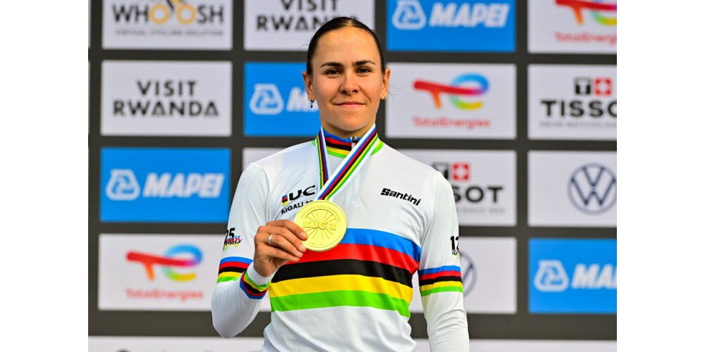 Célia Géry, championne du Monde 2025 U23 à Kigali – photo SIPA – Arne Mill