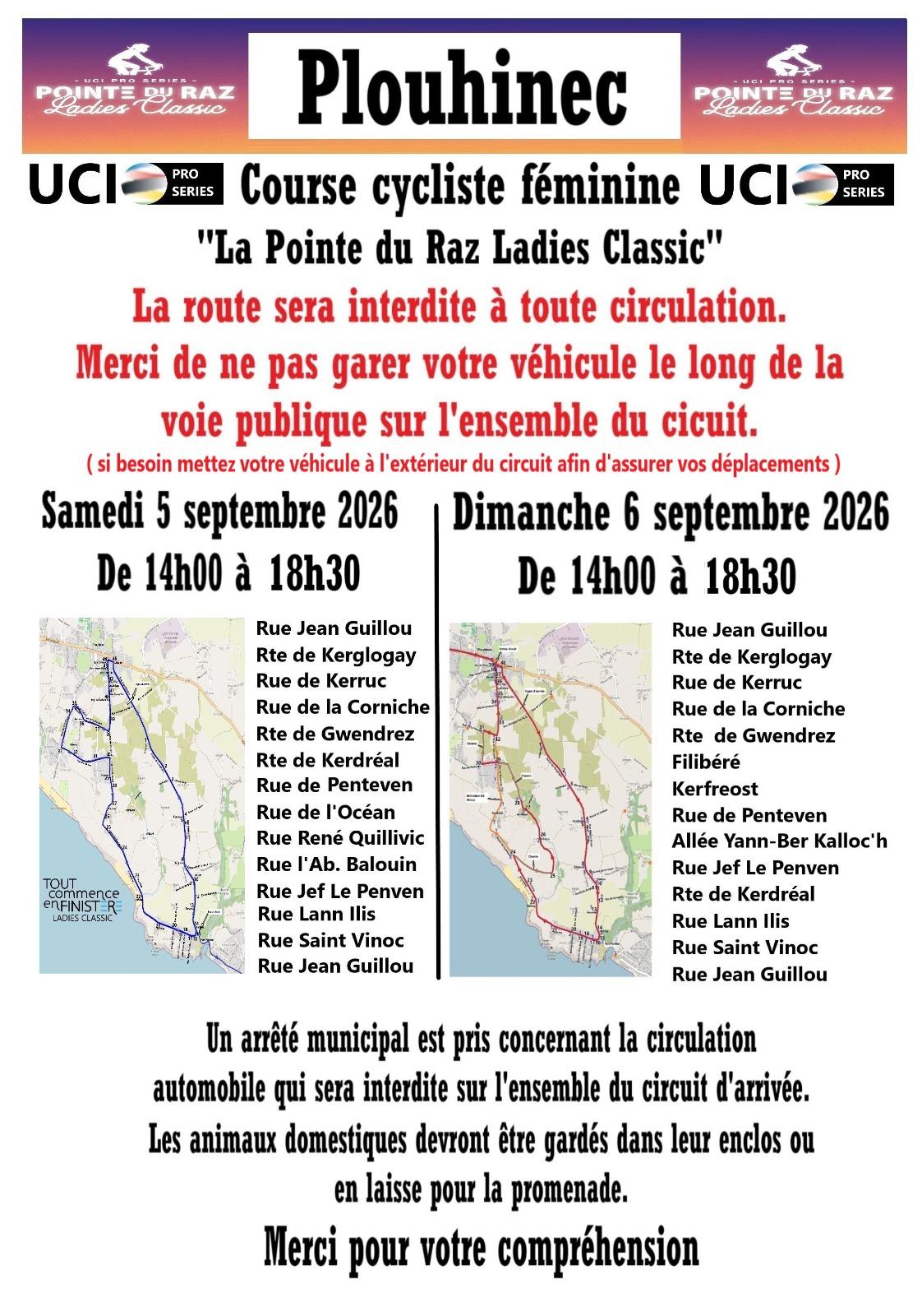 Fermeture des routes course UCI samedi et dimanche septembre 2026 Fermeture des routes course UCI samedi et dimanche septembre 2026