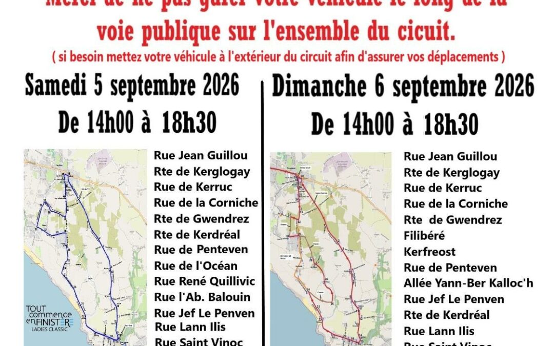 Fermeture des routes course UCI samedi et dimanche septembre 2026